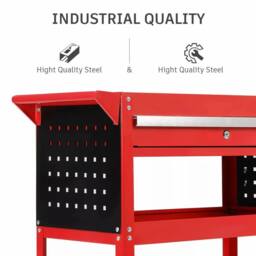 Dprodo 3 Tier Tool Cart with Drawers, 150KG Capacity in Red - Size: 600mm - thumbnail 6
