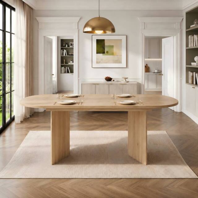 ModernLuxe Modern oval extendable dining table 120-160cm for 4-6 people in Natural - image 1