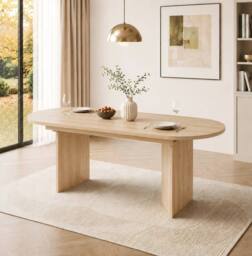 ModernLuxe Modern oval extendable dining table 120-160cm for 4-6 people in Natural - thumbnail 5