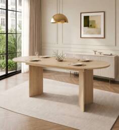 ModernLuxe Modern oval extendable dining table 120-160cm for 4-6 people in Natural - thumbnail 2