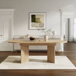 ModernLuxe Modern oval extendable dining table 120-160cm for 4-6 people in Natural - thumbnail 4