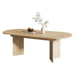 ModernLuxe Modern oval extendable dining table 120-160cm for 4-6 people in Natural - thumbnail 8