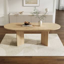 ModernLuxe Modern oval extendable dining table 120-160cm for 4-6 people in Natural - thumbnail 3