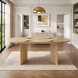 ModernLuxe Modern oval extendable dining table 120-160cm for 4-6 people in Natural - thumbnail 1