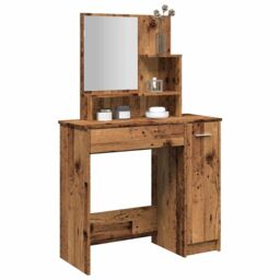 Berkfield Home Dressing Table with Mirror Old Wood 86.5x35x136 cm in Brown