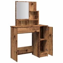 Berkfield Home Dressing Table with Mirror Old Wood 86.5x35x136 cm in Brown - thumbnail 7