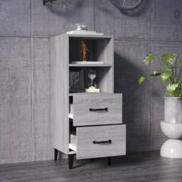 Berkfield Home Sideboard Grey Sonoma 34.5x34x90 cm Engineered Wood - thumbnail 3