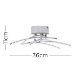 EONLION Fitting Modern Chrome Flush Integrated LED Bulb Living Room Lounge in Silver - thumbnail 2
