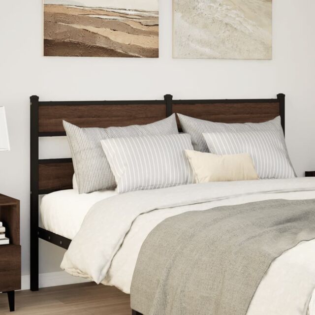 Berkfield Home Headboard Brown Oak 135 cm Steel & Engineered Wood - image 1