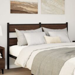 Berkfield Home Headboard Brown Oak 135 cm Steel & Engineered Wood - thumbnail 1