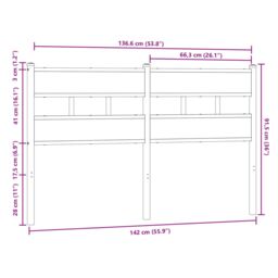 Berkfield Home Headboard Brown Oak 135 cm Steel & Engineered Wood - thumbnail 6