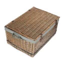 Red Hamper 72cm Antique Wash Rope Handled Grey Cotton Lined Wicker Trunk - thumbnail 5
