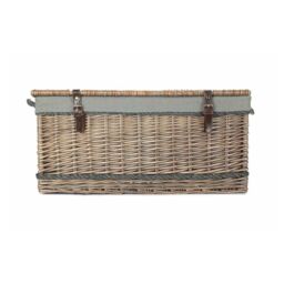 Red Hamper 72cm Antique Wash Rope Handled Grey Cotton Lined Wicker Trunk - thumbnail 4