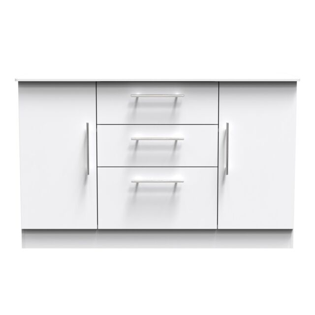 Ready Assembled 2 U Carlton 2 Door 3 Drawer Sideboard (Ready Assembled) in White - Size: Large - image 1