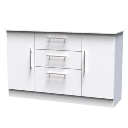 Ready Assembled 2 U Carlton 2 Door 3 Drawer Sideboard (Ready Assembled) in White - Size: Large - thumbnail 3