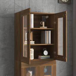 Berkfield Home Hanging Wall Cabinet Brown Oak 69.5x34x90 cm - thumbnail 9