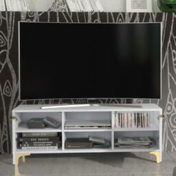 Creative Furniture Tide Crest TV Unit Gold 120cm - Modern Fluted Design in Grey or White - thumbnail 4