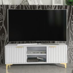 Creative Furniture Tide Crest TV Unit Gold 120cm - Modern Fluted Design in Grey or White - thumbnail 2