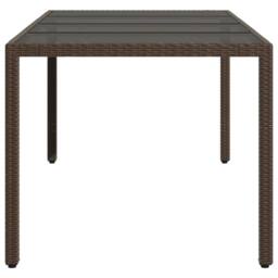 Berkfield Home Garden Table with Glass Top Brown 190x90x75 cm Poly Rattan - Size: 190 x 90 x 75 cm - thumbnail 5