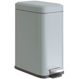 HOMCOM 5L Rectangle Compact Bin Steel Body Inner Bucket Quiet-Close Lid w/Pedal in Grey - thumbnail 2