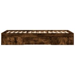 Berkfield Home Bed Frame without Mattress Smoked Oak 90x200 cm Engineered Wood in Brown - thumbnail 6