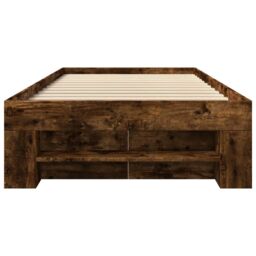 Berkfield Home Bed Frame without Mattress Smoked Oak 90x200 cm Engineered Wood in Brown - thumbnail 5