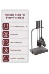 Home Discount Fire Vida 4 Piece Aston Companion Set Fireplace Tool Set in Black - thumbnail 4