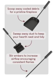 Home Discount Fire Vida 4 Piece Aston Companion Set Fireplace Tool Set in Black - thumbnail 5