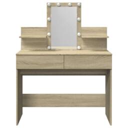 Berkfield Home Beautiful Dressing Table with LED Sonoma Oak 100x40x130 cm in Light Brown - Size: 100 x 40 x 130 cm - thumbnail 5