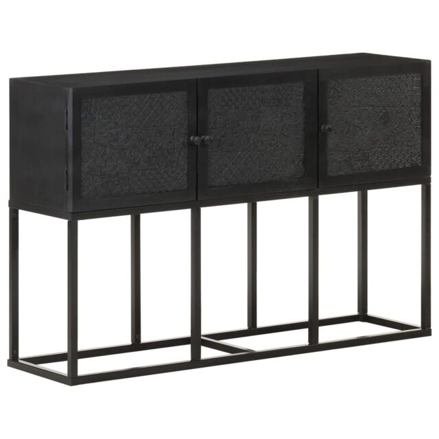 Berkfield Home Sideboard 115x30x76 cm Solid Mango Wood in Black - Size: 115 x 30 x 76 cm - image 1