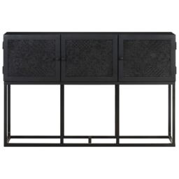Berkfield Home Sideboard 115x30x76 cm Solid Mango Wood in Black - Size: 115 x 30 x 76 cm - thumbnail 2
