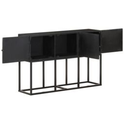 Berkfield Home Sideboard 115x30x76 cm Solid Mango Wood in Black - Size: 115 x 30 x 76 cm - thumbnail 4