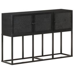 Berkfield Home Sideboard 115x30x76 cm Solid Mango Wood in Black - Size: 115 x 30 x 76 cm - thumbnail 1