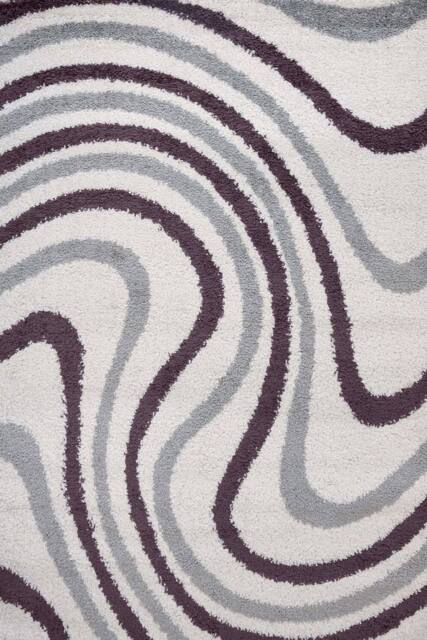 THE RUGS Moodi Wavy Design Shaggy Soft High Pile Living Room Rug & Runner in Purple - Size: 120 cm x 170 cm - image 1