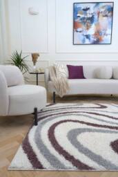 THE RUGS Moodi Wavy Design Shaggy Soft High Pile Living Room Rug & Runner in Purple - Size: 120 cm x 170 cm - thumbnail 2