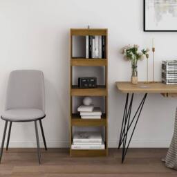 Berkfield Home Classic Book Cabinet Room Divider Honey Brown 40x30x135.5 cm Pinewood - thumbnail 1