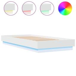 Berkfield Home Bed Frame without Mattress with LED Lights White 100x200 cm - thumbnail 1
