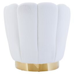 Orsina White Velvet Upholstered Round Chair, Accent Chair for Living Room, Accent Lounge Chair with Golden Base - thumbnail 5