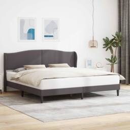 Berkfield Home Bed Frame with Headboard Grey 180 x 200 cm Faux Leather - thumbnail 1
