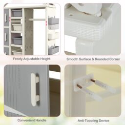 Costway Costume Storage Closet Children Pretend Dresser Armoire Closet-Grey in Grey - thumbnail 6