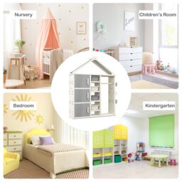 Costway Costume Storage Closet Children Pretend Dresser Armoire Closet-Grey in Grey - thumbnail 5