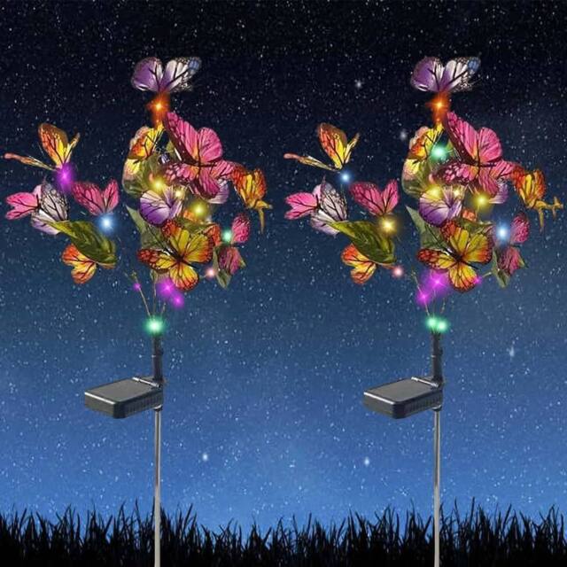 Kelvenix Solar Butterfly Flower LED Garden Stake Pathway Lights in Pink - image 1