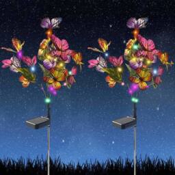 Kelvenix Solar Butterfly Flower LED Garden Stake Pathway Lights in Pink - thumbnail 1