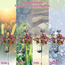 Kelvenix Solar Butterfly Flower LED Garden Stake Pathway Lights in Pink - thumbnail 4