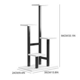 EONLION Black+White 4-Tier Metal Plant Rack Flower Pots Indoor in White - thumbnail 2