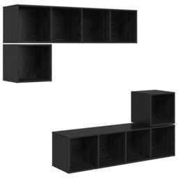 Berkfield Home Wall-mounted with Storage 4 pcs Black oak 37 x 37 x 142.5 cm Engineered wood - thumbnail 2