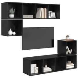 Berkfield Home Wall-mounted with Storage 4 pcs Black oak 37 x 37 x 142.5 cm Engineered wood - thumbnail 3