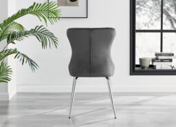 FurnitureboxUK Novara Round Glass Dining Table & 4 Nora Silver Leg Chairs in Dark Grey - thumbnail 6