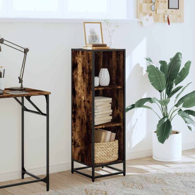 Berkfield Home Modern Book Cabinet Smoked Oak 33.5x33x107.5 cm Engineered Wood in Brown - image 1