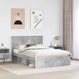 Berkfield Home Bed Frame with Headboard Concerte 140 x 200 cm Solid Pine Wood in Grey - thumbnail 3